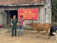 Cơ quan quân sự huyện Cưjút: Trao tặng bò cho hộ nghèo ở xã CưK’Nia